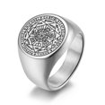thumbnail image 5 of Anillo de acero inoxidable con forma de estrella, estilo punk, vintage, dorado y plateado, para hombre, estilo hip hop, con diseño de runas y estrellas misteriosas, joyería de moda, talla 9, plata, 5 of 5