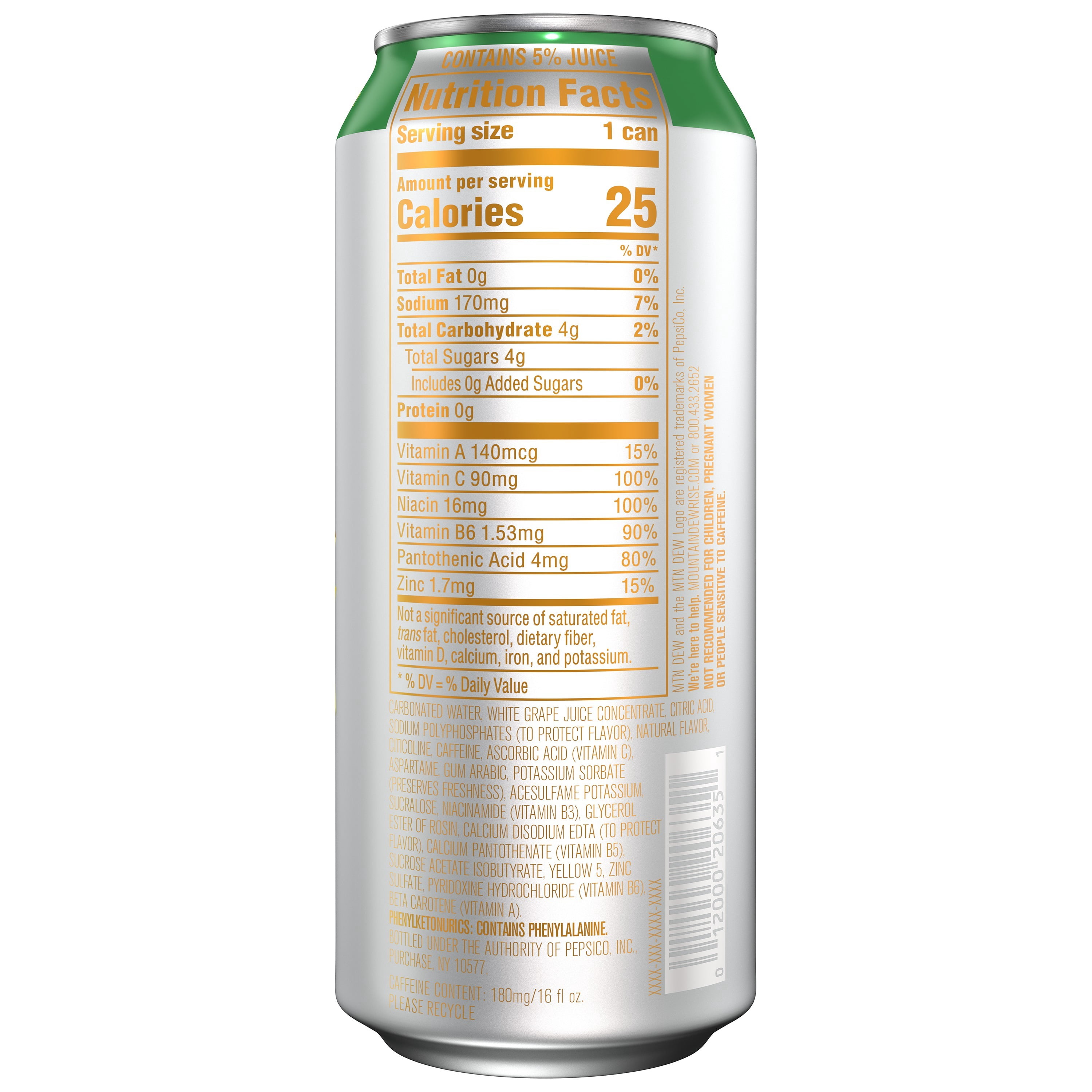 MTN DEW ENERGY, Tropical Sunrise Energy Drink, 16 oz, 12 Pack Cans