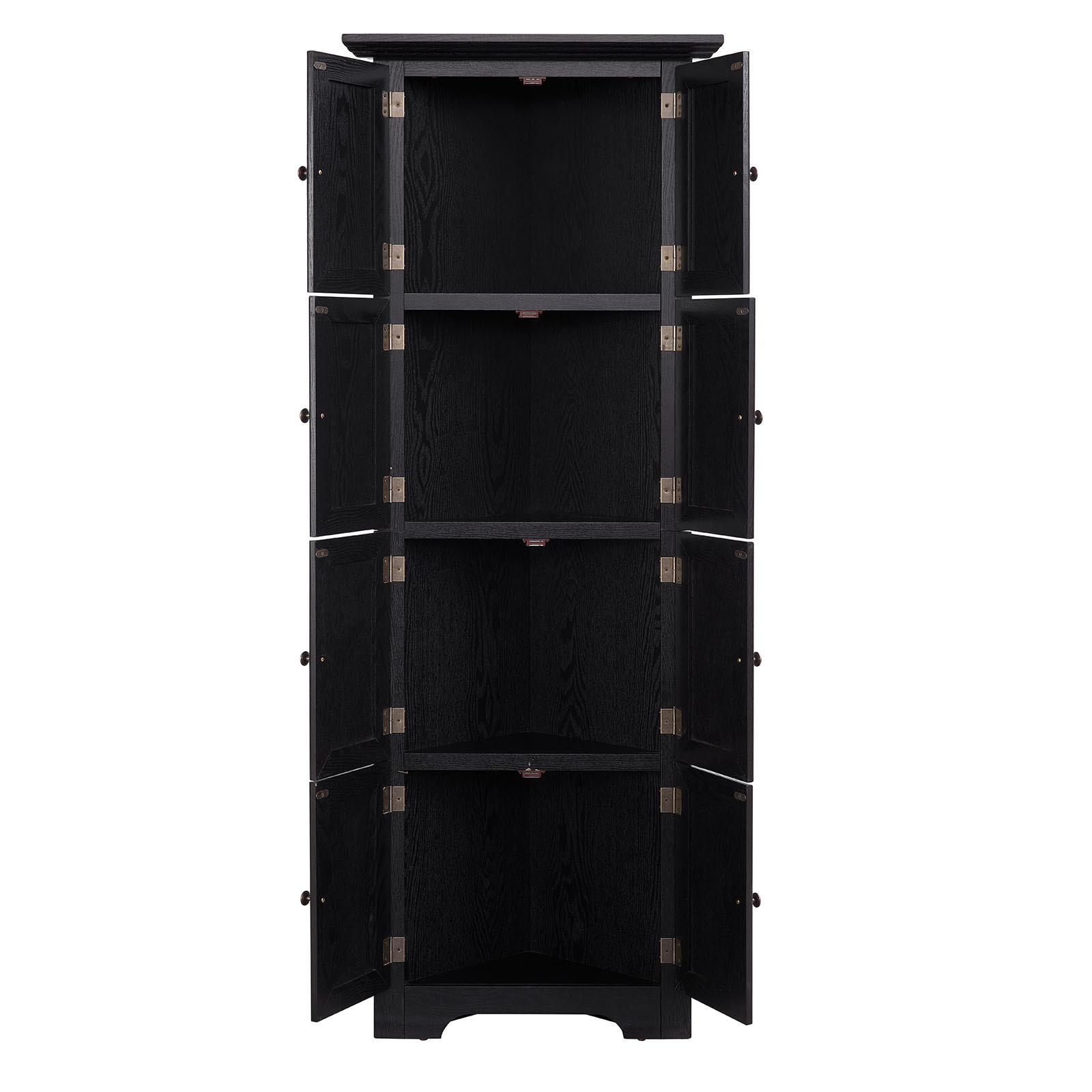 YIYADO Storage Cabinet, 4 Shelf 72" Corner Kitchen Pantry Storage Cabinet with 8 Doors, Home Farmhouse Bookshelf Cabinet, Black