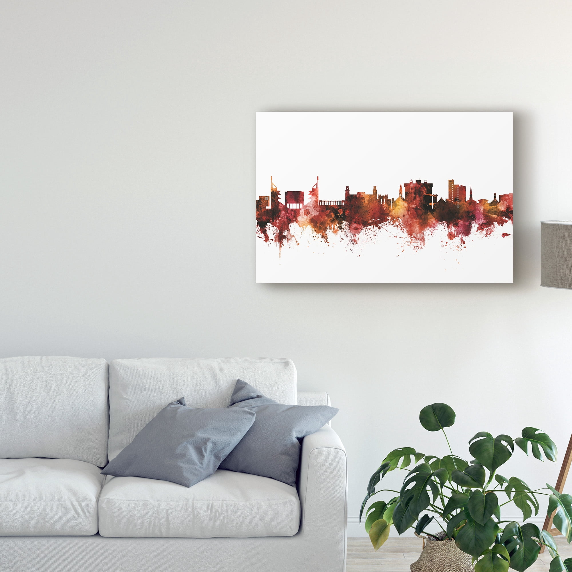 Trademark Fine Art 'Fayetteville Arkansas Skyline Red' Canvas Art by Michael Tompsett