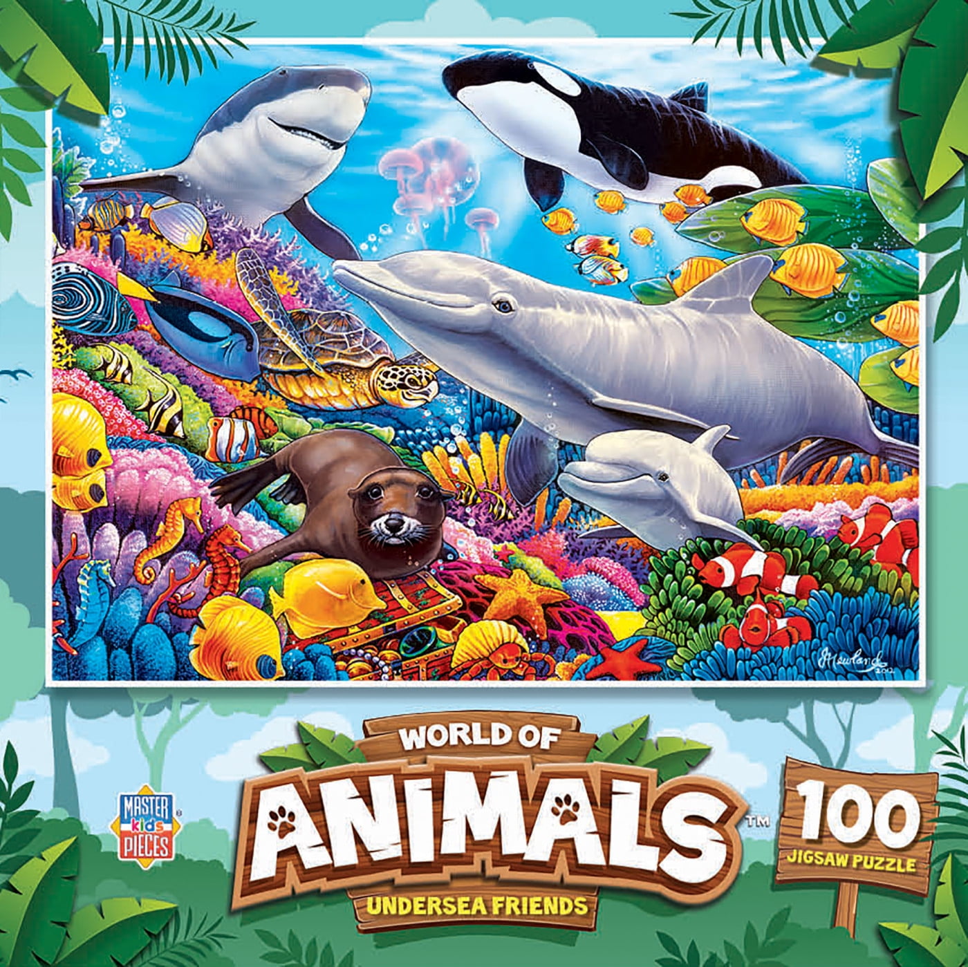 MasterPieces 100 Piece kids Jigsaw Puzzle - Undersea Friends - 11.5'x15'