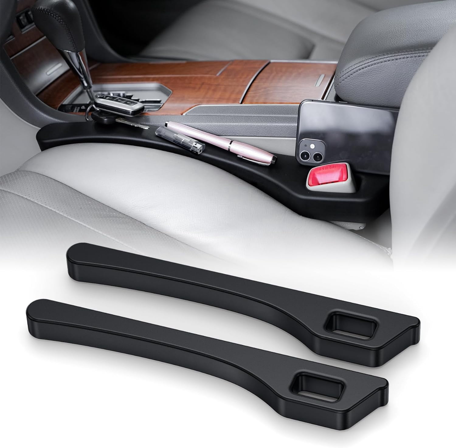 Queilt 2 Pieces Car Seat Filler, Gap Filler Pad for Car Seat, Prevents Small Objects from Falling into the Gap, Universal Interior Cushion for Most Car Models