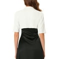 thumbnail image 3 of INSPIRE CHIC Elegant Cardigan for Women's Stand Collar Half Sleeve Cropped Shrug L White, 3 of 6