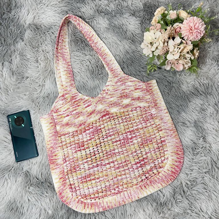 Pikadingnis Crochet Tote Bag Aesthetic Y2K Cute Hippie Bag Indie Shoulder  Handbags Purse Accessories for Women