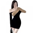 thumbnail image 1 of Robe pour Femmes, Robe de Soirée à Manches Longues, Épaules Dénudées, Moulante, Mini Robe, 1 of 9