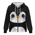 thumbnail image 4 of Uorisanigo Cute Penguin Womens Zip Up Hoodies Sweatshirt Slight Stretch Soft Long Sleeve Hooded Sweatshirts Drop Shoulder Oversized Fall Fashion Sweatshirt Size L, 4 of 7