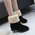thumbnail image 2 of Fesfesfes Ankle Boots for Women Vintage Solid Color Round Head Plush Mid-heel Mid-calf Boots 40(US:6.5), 2 of 8