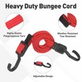 thumbnail image 3 of 39" Adjustable Bungee Cords with Hook, 2Pcs Heavy Duty Outdoor Elastic Bungee Strap for Securing Luggage Moving Cargo, Red, 3 of 6
