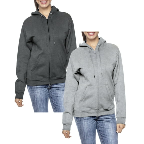 2-Pack Women’s Oversize Loose Fit Fleece-Lined Full-Zip Hoodie (S-2XL)