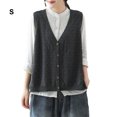 thumbnail image 3 of Guardurnaity Chaleco sin mangas de poliéster para mujer, chaleco tejido cálido y moderno de estilo clásico, transpirable Prendas para la parte del cuerpo gris oscuro S, 3 of 6