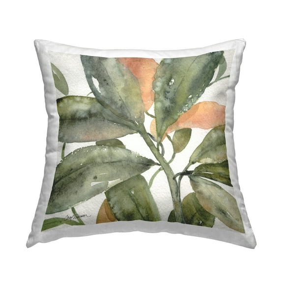 Stupell Industries Leaves with Orange Detail Decorative Printed Throw Pillow Design by Carol Robinson.