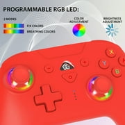 Subsonic – Wireless controller for Switch 2 / Switch 1 and Switch Oled – Wireless gamepad controller with LED, vibrations ant 6 axis gyro - Red