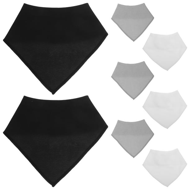 BRIGHTFUFU 8 piezas de algodón baberos baberos triangular bufanda babón recién nacido toalla de saliva multifuncional (blanco + gris + negro)