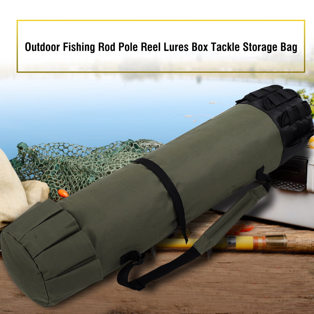 Cocoarm Fishing Bag,Fishing Storage Bag,Outdoor Fishing Rod Pole Reel Lures Box Tackle Storage Bag Adjustable Shoulder Strap Green 