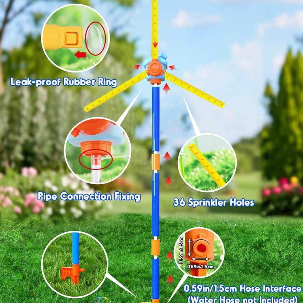 360-Degree Spinning Windmill Water Sprinkler, Fun Outdoor Yard Toy for Kids and Pets, Summer Splash Lawn Waterer