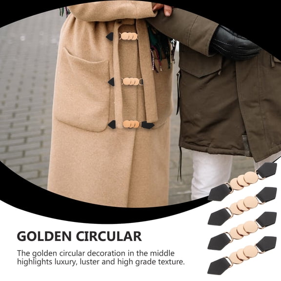 MERRYHAPY 4-Pack Black Metal Toggle Buckles for Coats and Bags, Closure Clasps for Stylish Accessories