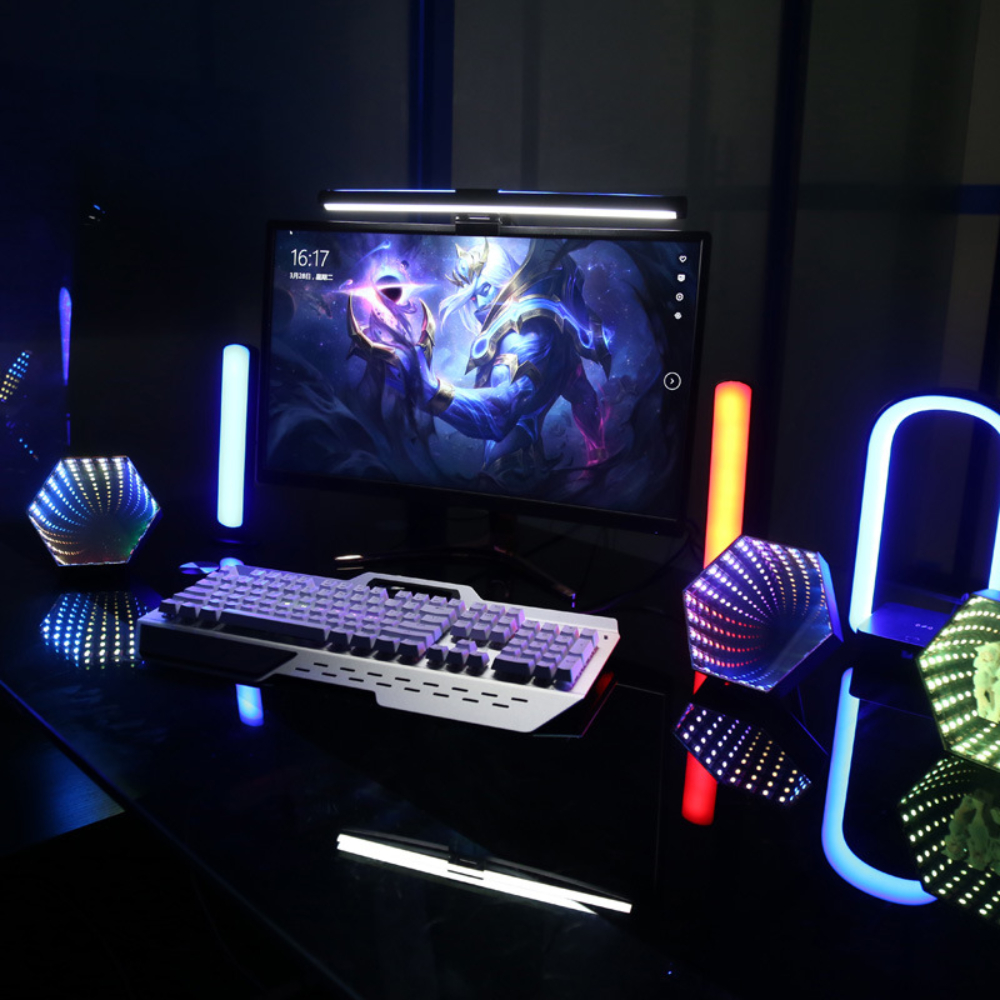 3D Hexagonal Mirror Tunnel Lamps APP Control Smart Music Rhythm Ambient Night Light Bedroom Decoration For Christmas Party