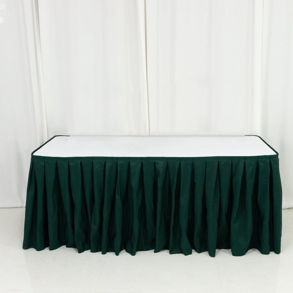 Efavormart Polyester Table Skirt 14ft Hunter Emerald Green - Stylish Pleated Table Cover