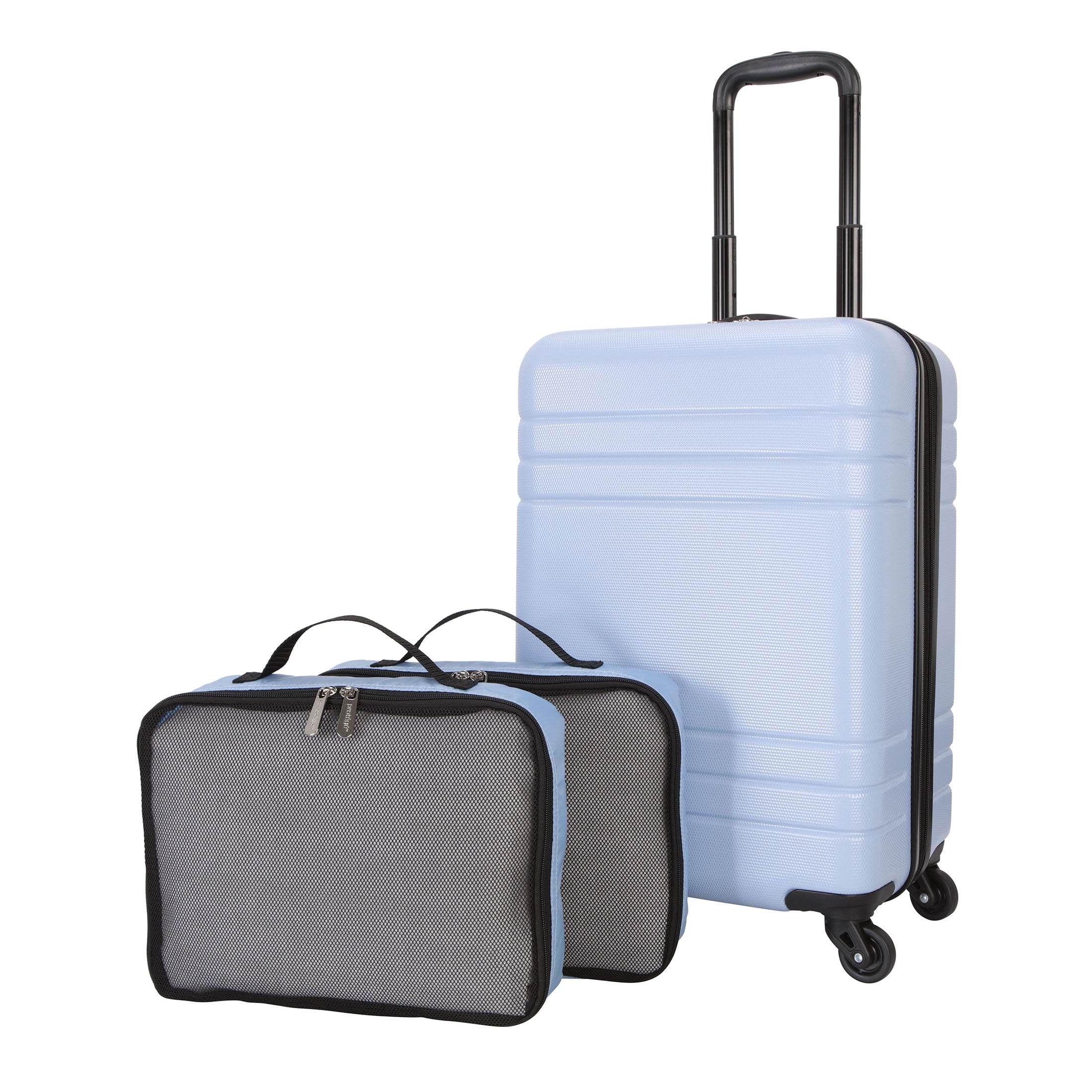 Protégé 3-Piece Hardside Luggage Set With 360 Spinner Wheels and Divider Pockets, Includes Carry-on and 2 Packing Cubes, Blue Water