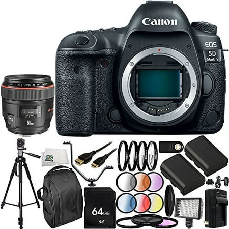 Canon EOS 5D Mark IV DSLR Camera with EF 50mm f/1.2L USM Lens (International Version No Warranty) 30PC Accessory Bundle - Includes 64GB Memory Card + 2 Replacement LP-E6 Batteries + MORE