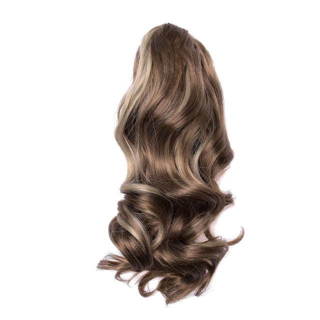 Long Hair Bun Wig PonyTail High Temperature Silk Fiber Clip 17 Inch