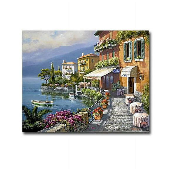 Artistic Home Gallery 121578IG Seaside Bistro Cafe by Sung Kim Premium Gallery-Wrapped Canvas Giclee Art - 12 x 15 in.