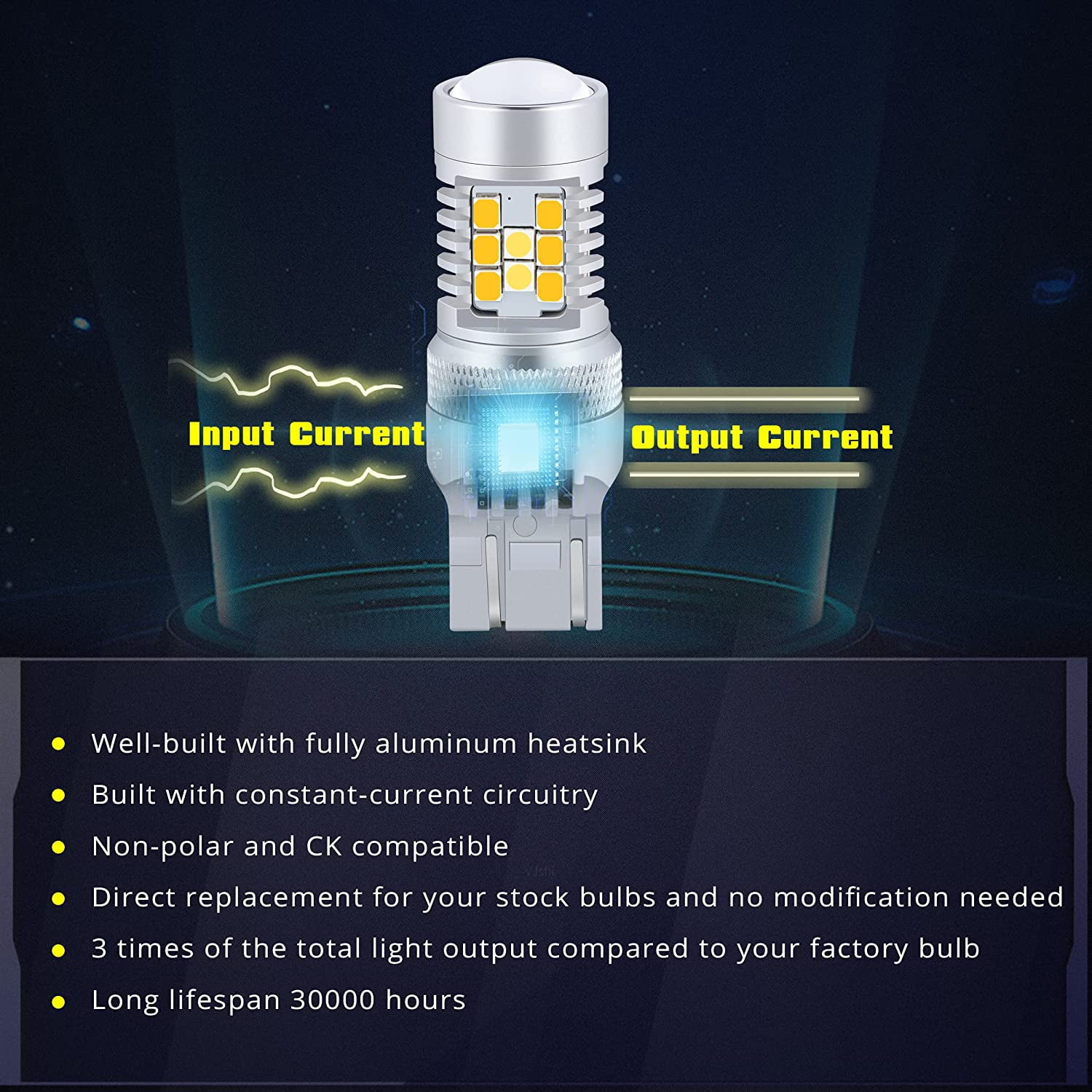 Alla Lighting 3457 Switchback 3157 LED Amber and White 6000K Automotive Bulb 2 Pack