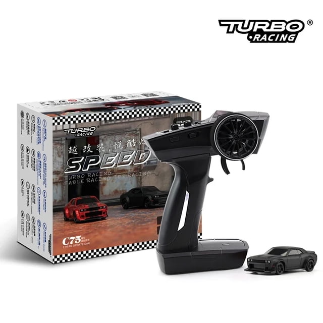 TURBO RACING 1:76 Voiture de Dérive à Plat C75 C61 C62 C63 C64 C74 Échelle Complète Mini Voiture Télécommandée Rc Simulation de Bureau RTR C75 Noir