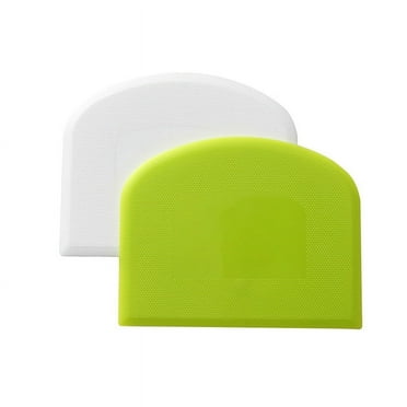 Aiivioll 2pcs Spatula & Bench Scraper,Flexible Plastic Multipurpose Kitchen Pastry Cutter Tool,Food Scrappers for Bread Dough Baking Cake Fondant Icing - White,Green