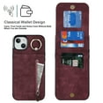 thumbnail image 2 of ELEHOLD for iPhone 14 Plus 6.7" Vintage Leather Wallet Case,Practical Card Holders RFID Blocking Zipper Wallet Kickstand Ring Holder Shockproof Anti-Scratch Case for Women Men,Winered, 2 of 8