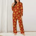 thumbnail image 2 of Pofeuu Christmas With Gold Snowflakes Print Womens Pajamas Set Long Sleeve Sleepwear Button Down Nightwear Soft Pj Lounge Sets Button Down Pajamas Women-X-Large, 2 of 7