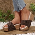 thumbnail image 3 of Wedge Sandals for Women Open Toe Cork Footbed Platform Sandals Slip On Fashion Studded Backless Mules Brown Size 9, 3 of 7