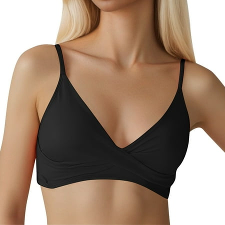 XJDJHC Bikini Tops For Women Fashion Sexy Solid Color Push Up Swimsuit Women s Beach Vacation Top Beach Vacation Clothes