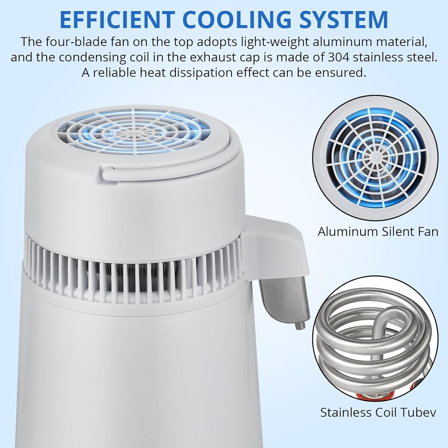 OUTGOODS Countertop Water Distiller 1Gal/4L-6L, 750W-900W, Stainless Steel, White Plastic/Glass