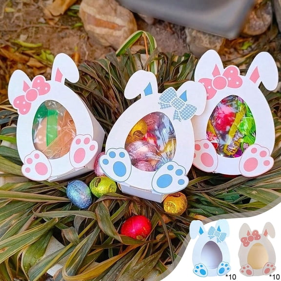 Viflosae Empty Easter Eggs to Fill Large Plastic Easter Eggs Easter Decorated Bunny Egg Cartons Egg Boxes Candy Wrappers Party Supplies 10 Pcs
