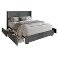 thumbnail image 4 of Home Design Rochester Full Upholstered Storage Platform Bed Frame with Wingback Headboard and Four Under-Drawers, Gray, Easy Assembly, 4 of 6