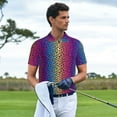 thumbnail image 5 of Balery Leopard Neon Rainbow Gradient Printed Men’s Short Sleeve Polo Shirt, Midweight Men's Shirt,Golf Polo shirts -Large, 5 of 8
