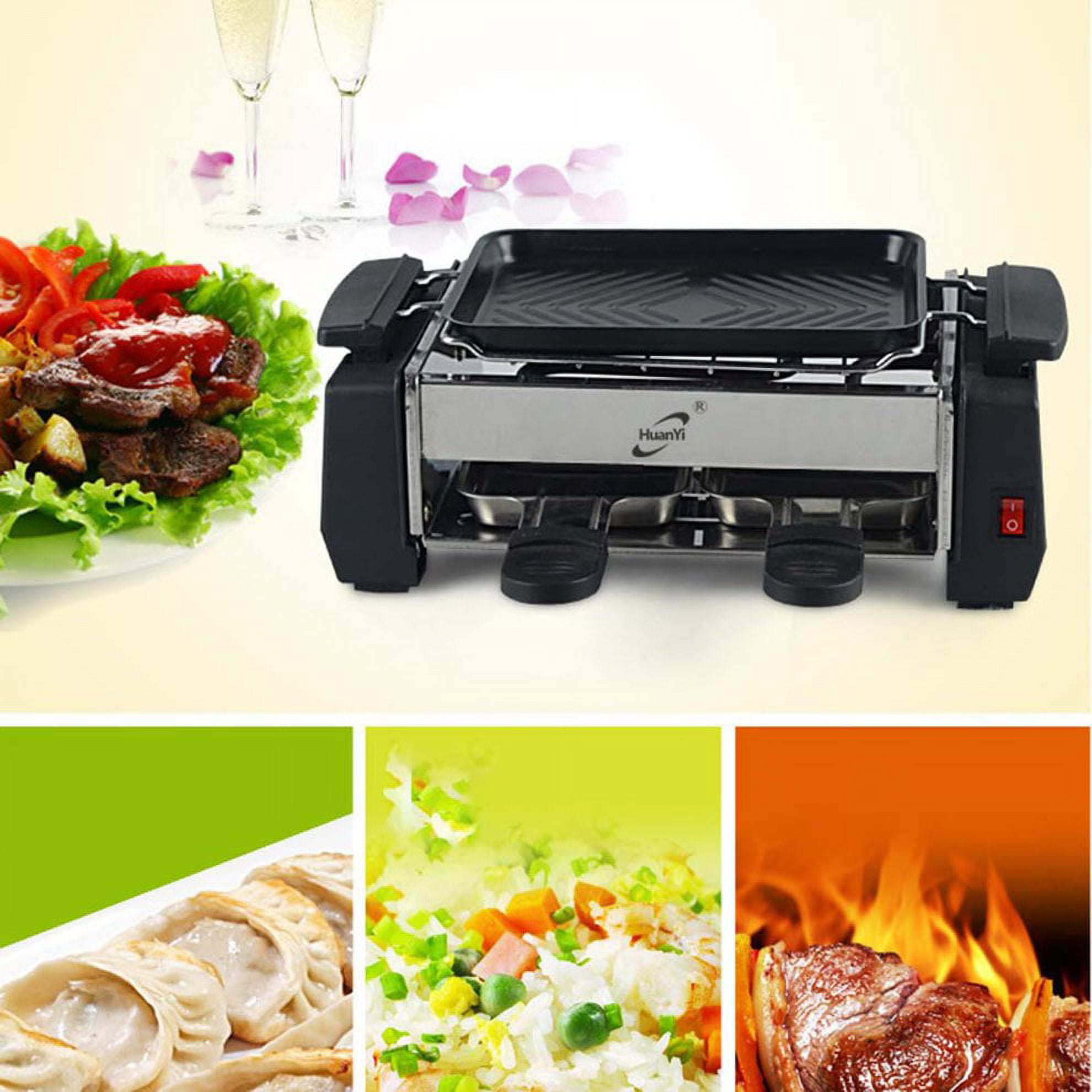 DMWD Household Electric Raclette Grill Machine Smokeless Griddle Non-Stick  BBQ Pan Bakeware Oven Outdoor Barbecue