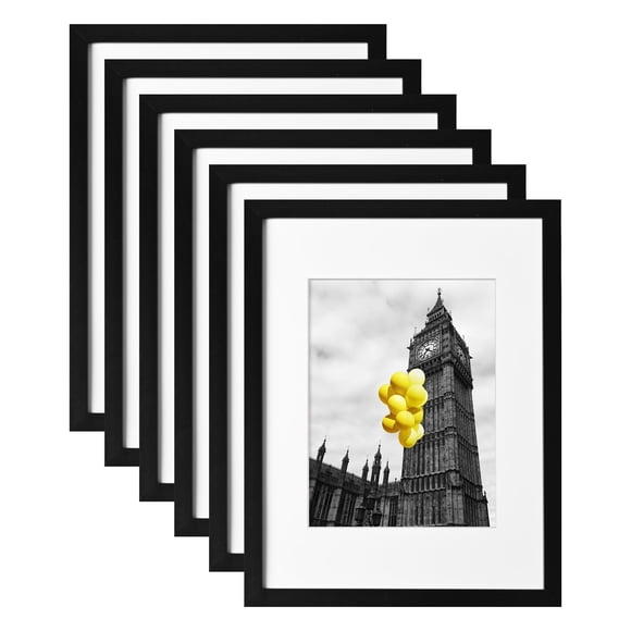 Marco de fotos BSRHOME de 9 x 12 cm con plexiglás, 6 unidades, color negro