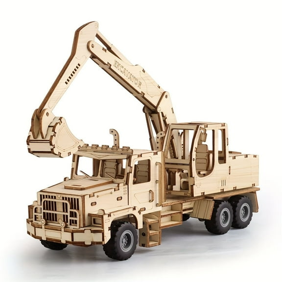1 Set 3D Wooden Excavator Puzzle Kit-3D Wooden Puzzles for Teens and Adults, Rompecabezas 3D, Craft Kit for Adults, Toys with 11.8 x 9.4 x 3.9 Inch Wood Material, Ideal Gift for Birthday & Christmas