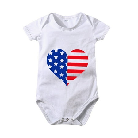 

Chenyuanyuan Baby Girl Clothes Toddler Kids 4th Of July Love Prints Short Sleeve Independence Day Romper Jumpsuit Cloths Size 12-18 Months