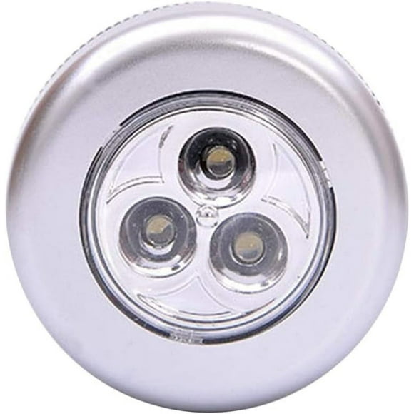 PinesC (Round, Cold Light) Silver Push Lights Battery Operated Tap Light Touch Wireless LED Puck Lights Closet Light Touch Lamp Stick on for Closet Garage Counter Night Touch Light Tap Lights Black
