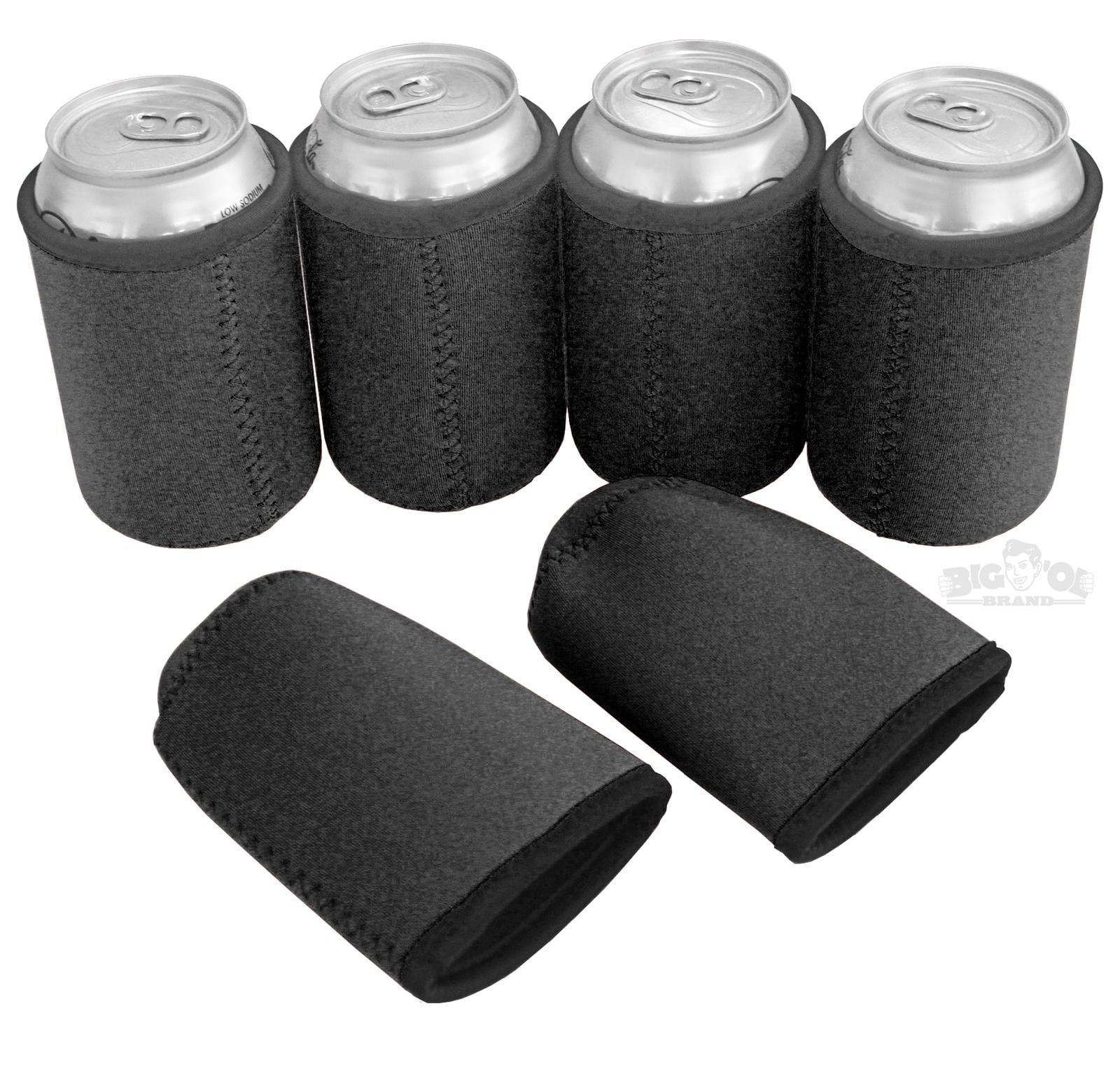 Big Ol' Thick Neoprene Can Cooler Beverage Insulator 12 Pack Black