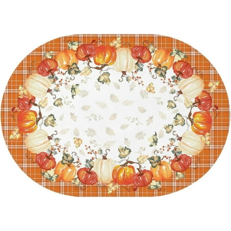 

Thanksgiving Tablecloth Oval Fall Tablecloth Oval Fall Pumpkin Plaid Orange Tablecloth Waterproof Thanksgiving Table Cloths for Thanksgiving Decor Thanksgiving Tablecloth for Oval Tables 60 X 84