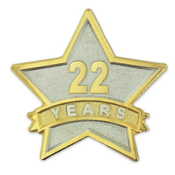 PinMart's 22 Year Service Award Star Corporate Recognition Dual Plated Lapel Pin