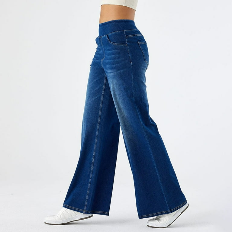 Summer Pants for Women Pull On Wide Leg Jeans For Women High - Main Image