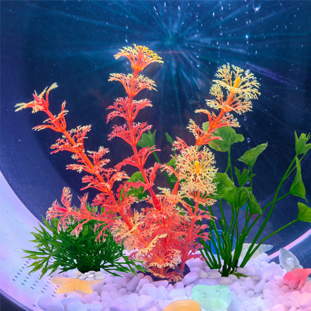 XKDOUS Fish Tank Decorations Plants, 11pcs Aquarium Decorations Plants, Fish Aquarium Decor Artificial Plant, Fish Aquarium Accessories