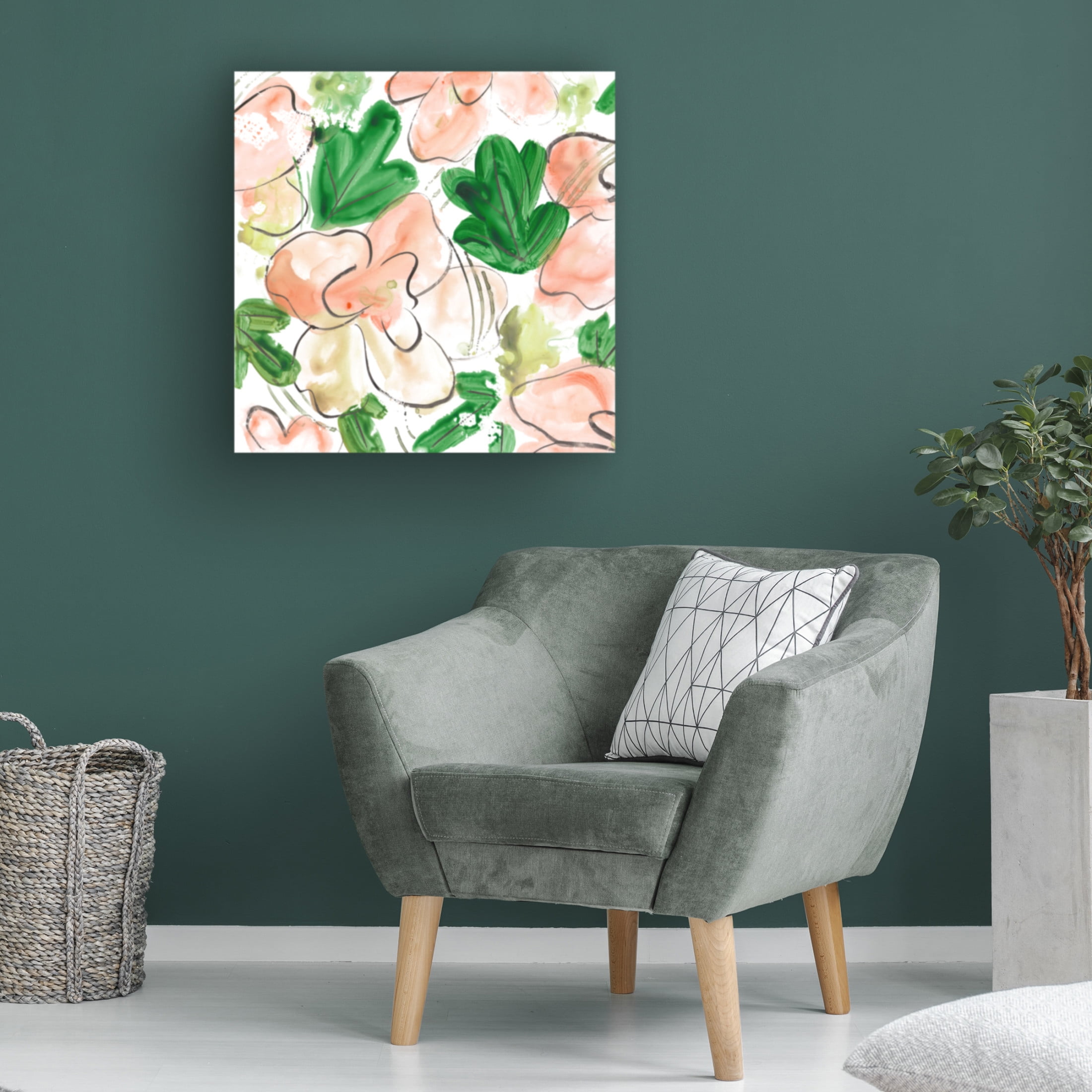 Canvas Wall Art - Melissa Wang 'Peachy Flora III' Wall Art for Living Room, Bedroom, or Office Décor by Trademark Fine Art - 24 x 24 Inches