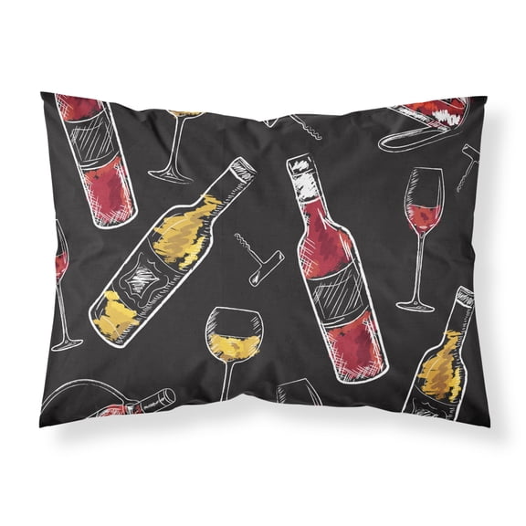 Red and White Wine on Black Fabric Standard Pillowcase