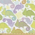 thumbnail image 1 of Animal Fabric by the Yard, Cartoon Drawing of Chameleons Lizard Family, Decorative Upholstery Fabric for Chairs & Home Accents, Multicolor by Ambesonne, 1 of 5